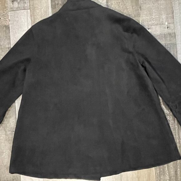 Ali Miles Women’s Black Button-Front Faux Suede Leather Quilted Trim Jacket sz M - Picture 9 of 13